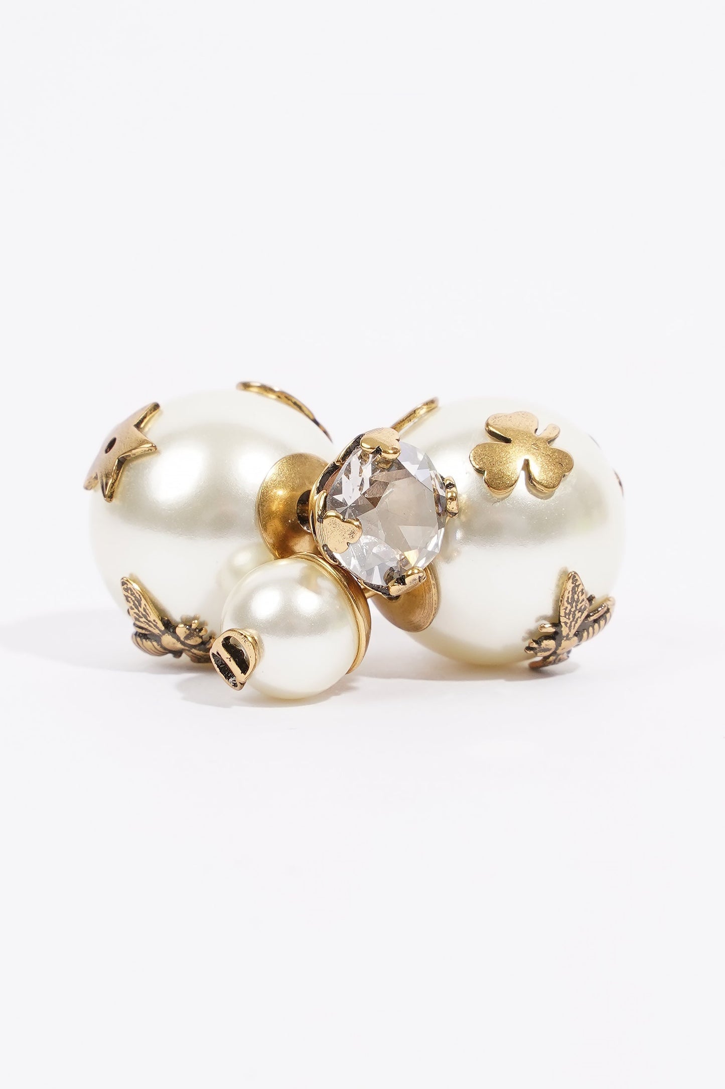 Christian Dior Pearl Stud Earrings Gold Base Metal