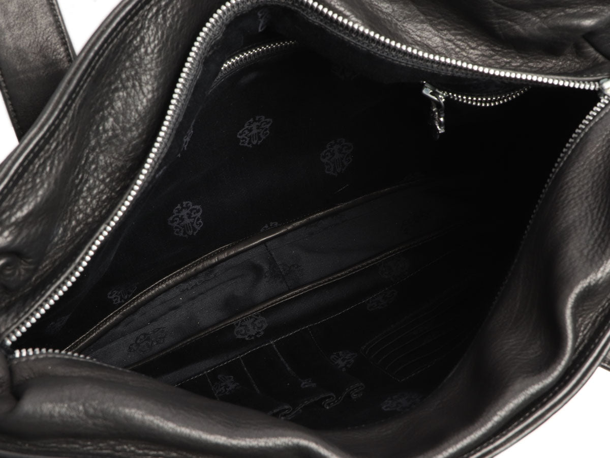 Chrome Hearts Black Distressed Leather Tote