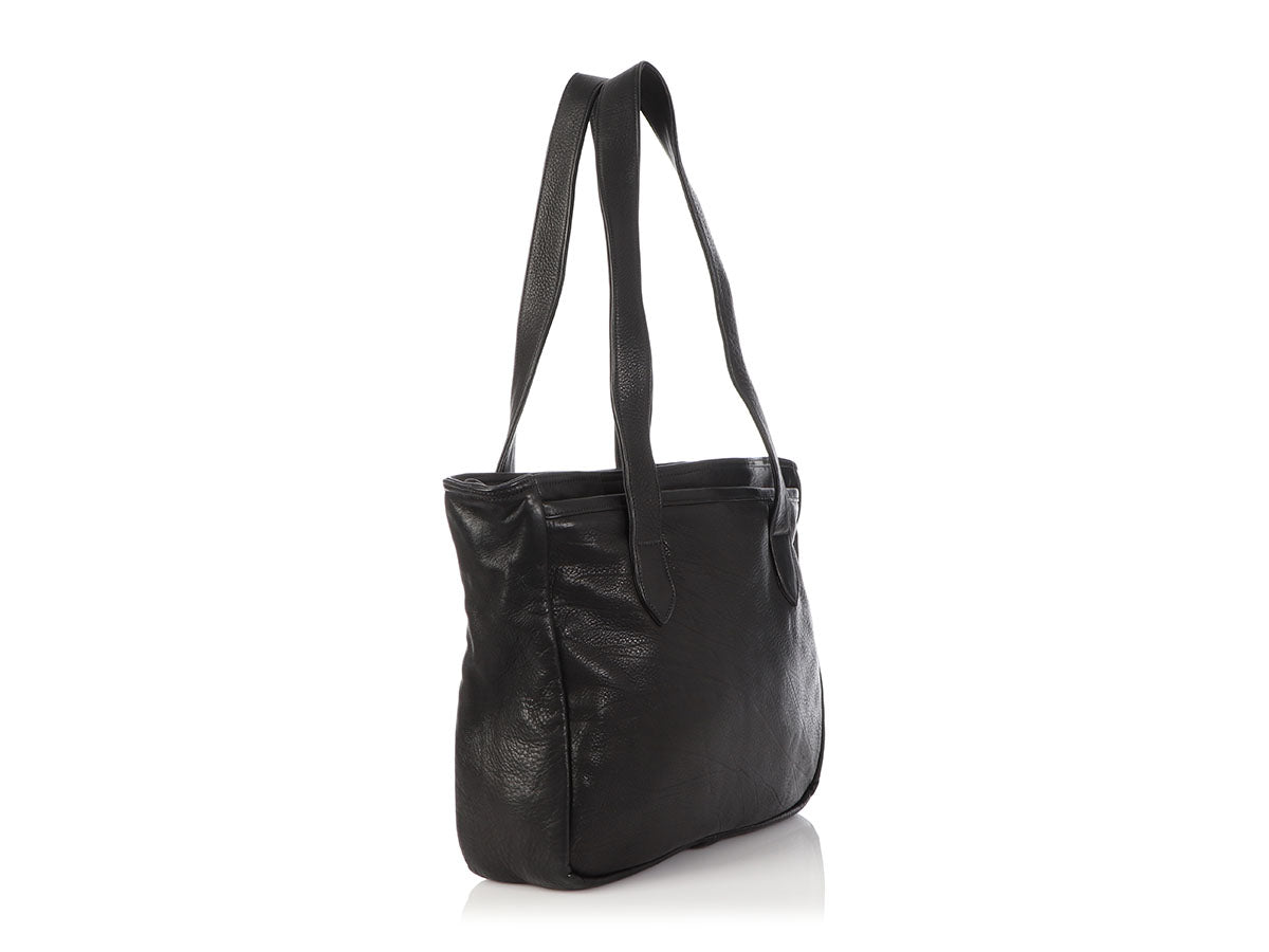 Chrome Hearts Black Distressed Leather Tote