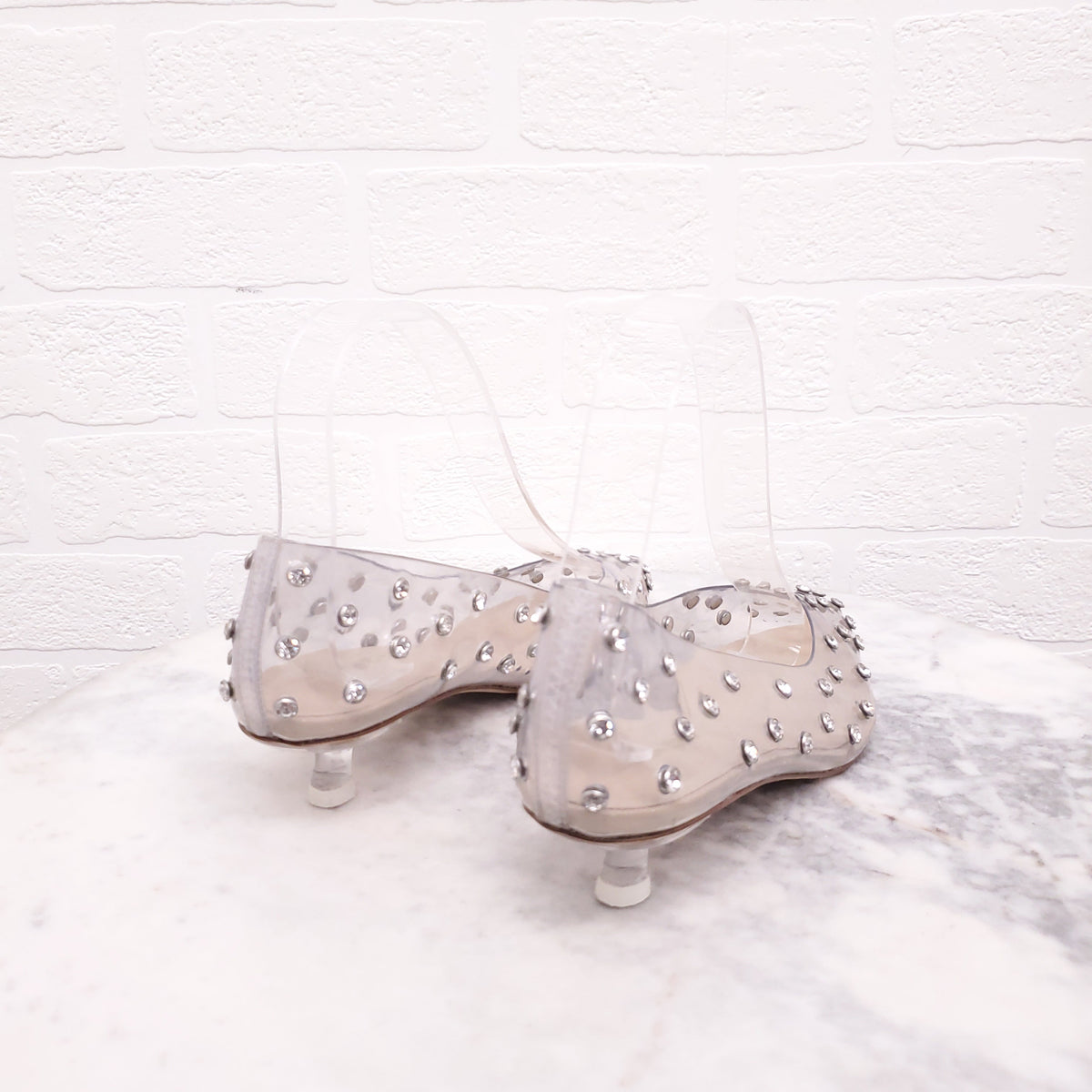 CULT GAIA PVC KITTEN HEELS WITH RHINESTONES - SIZE 37