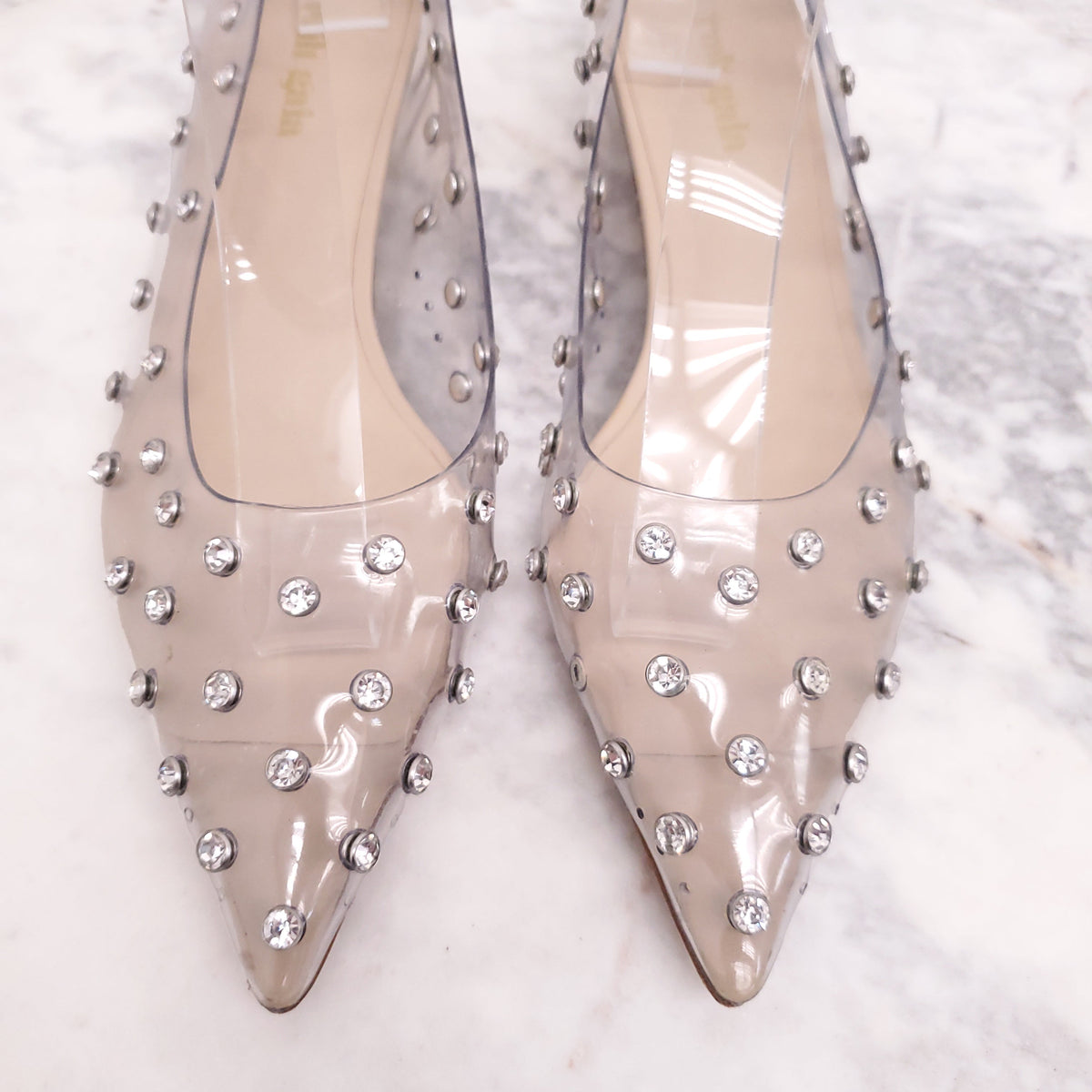 CULT GAIA PVC KITTEN HEELS WITH RHINESTONES - SIZE 37