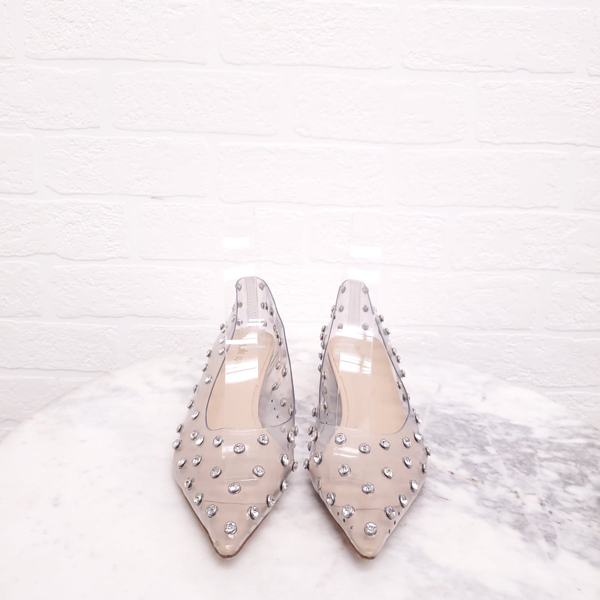 CULT GAIA PVC KITTEN HEELS WITH RHINESTONES - SIZE 37