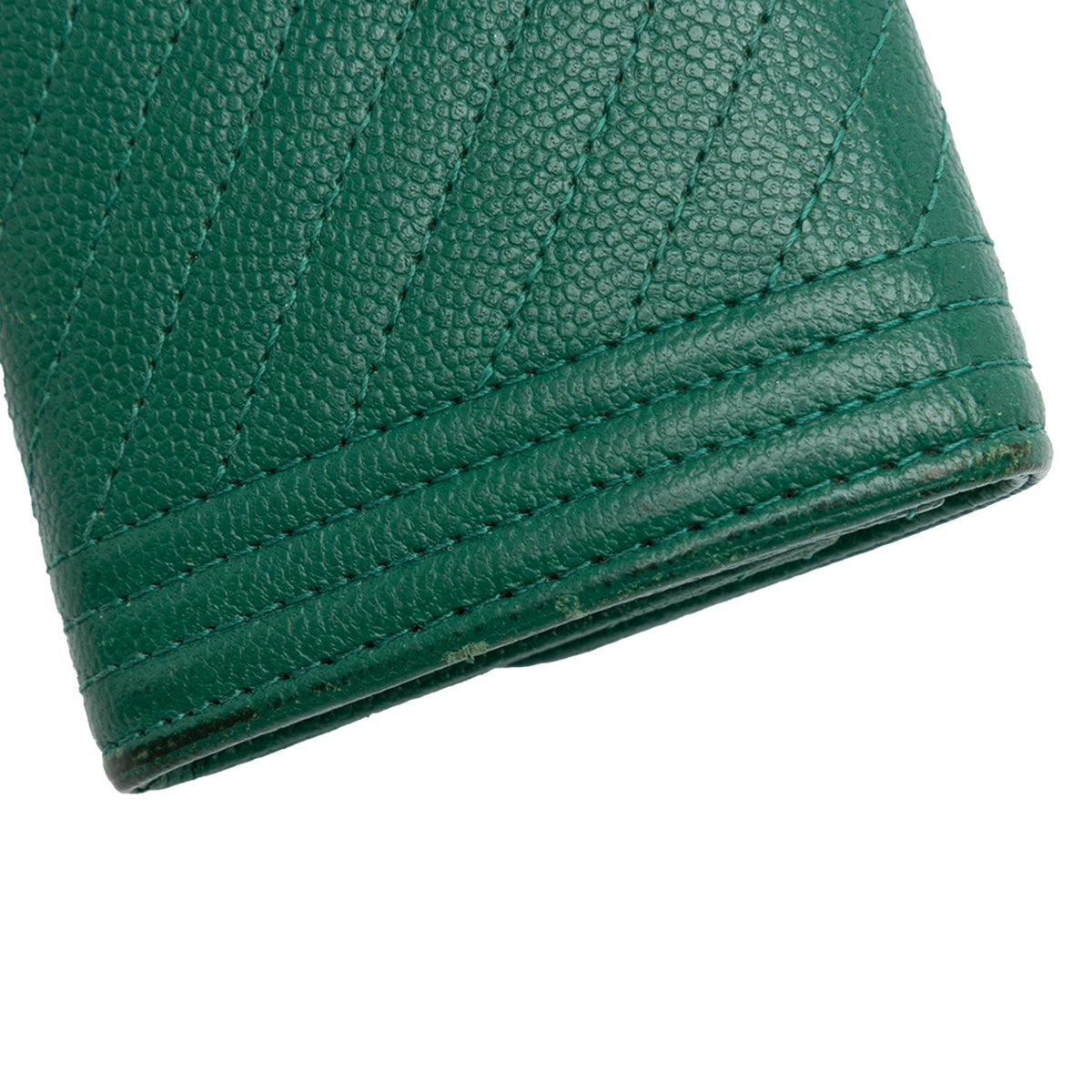 Green Chanel Chevron Caviar Boy Card Holder