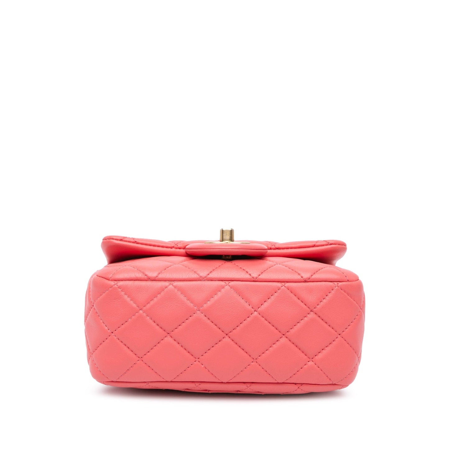 Pink Chanel Mini Square Classic Lambskin Pearl Crush Flap Crossbody Bag