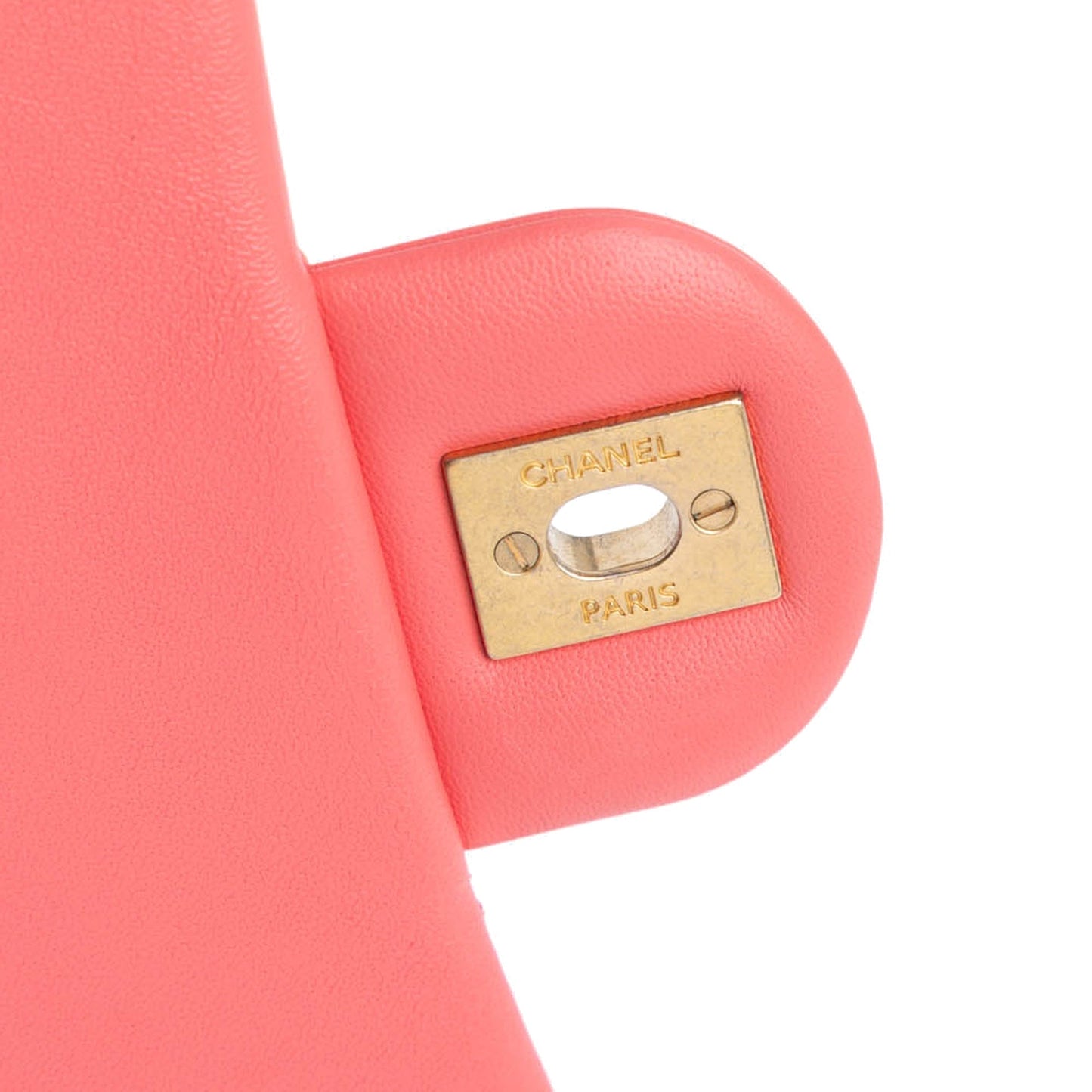 Pink Chanel Mini Square Classic Lambskin Pearl Crush Flap Crossbody Bag