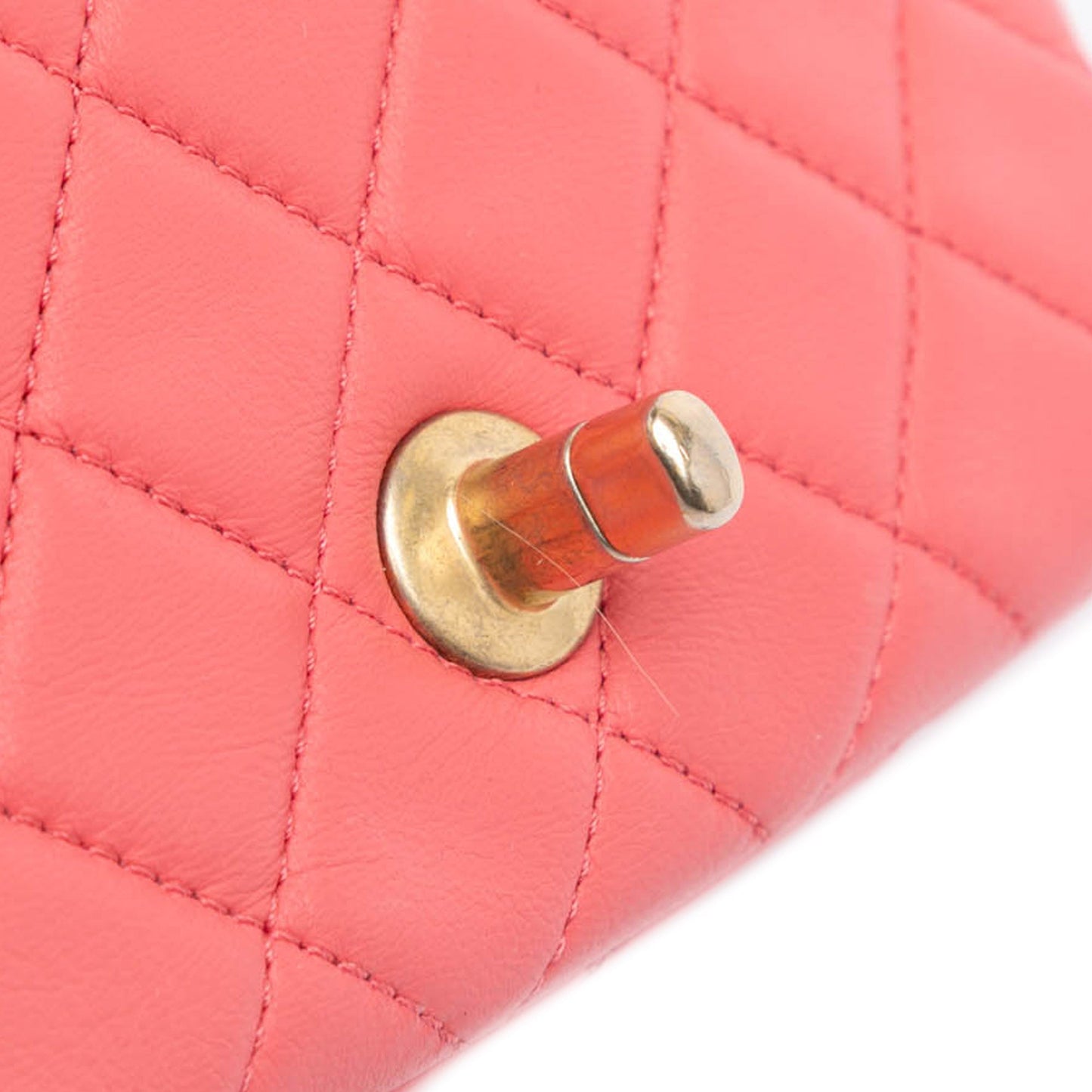 Pink Chanel Mini Square Classic Lambskin Pearl Crush Flap Crossbody Bag