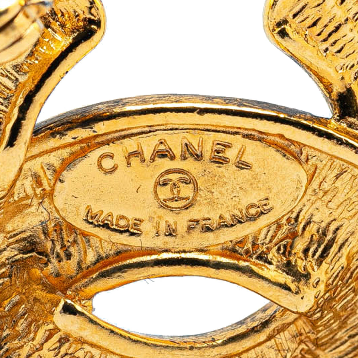 Gold Chanel Gold Plated CC Quilted Brooch