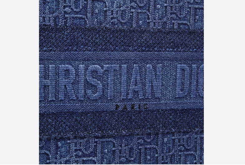 Dior Small Blue Dior Oblique Embroidered Denim Dior Book Tote