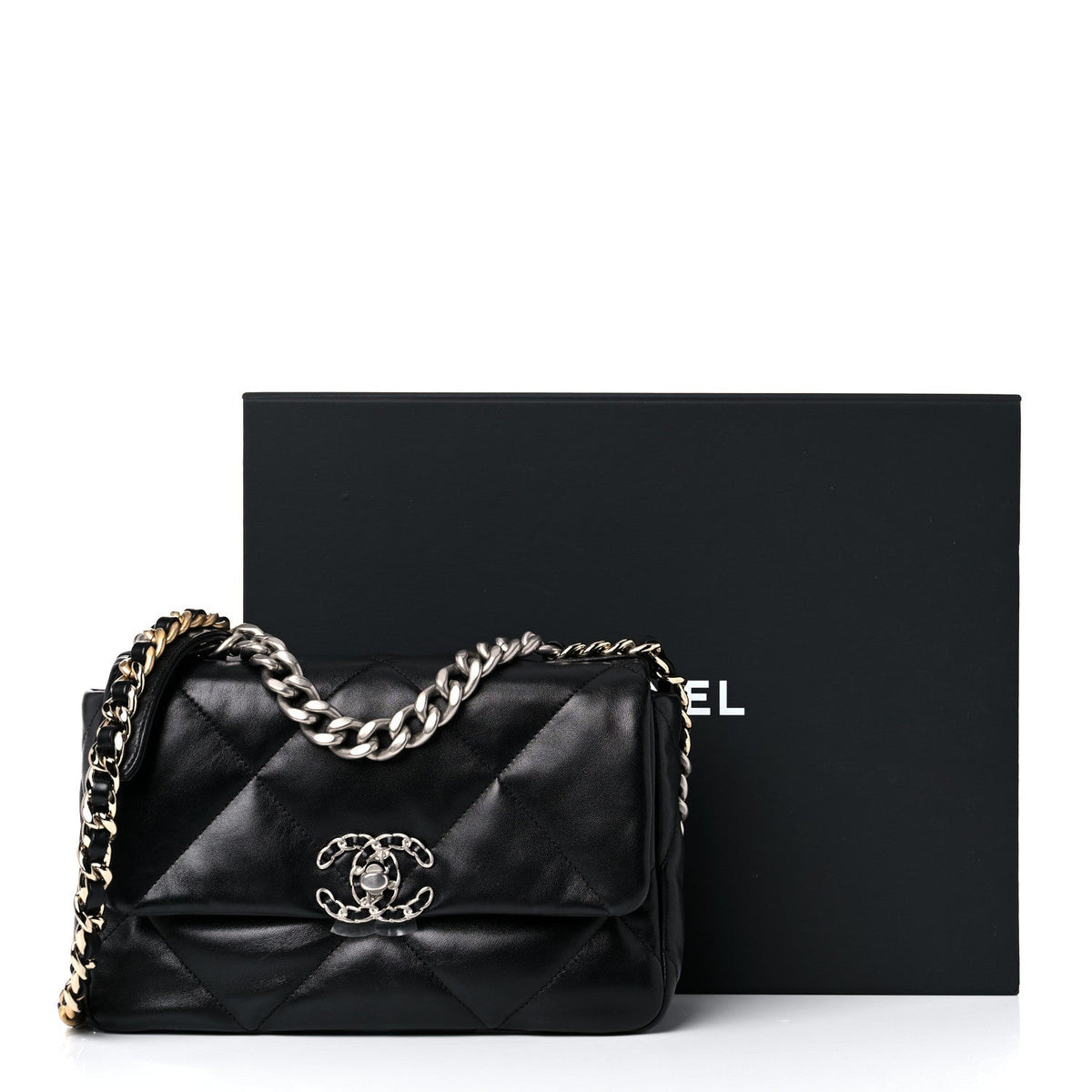 CHANEL MEDIUM LAMBSKIN QUILTED CHANEL 19 BAG