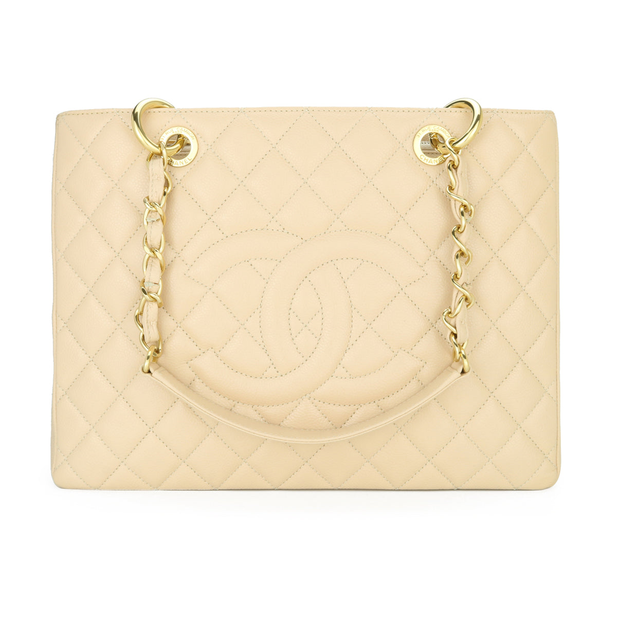 Top Quality Chanel Grand Shopping Tote [GST] Beige Caviar Gold Hardware 2013