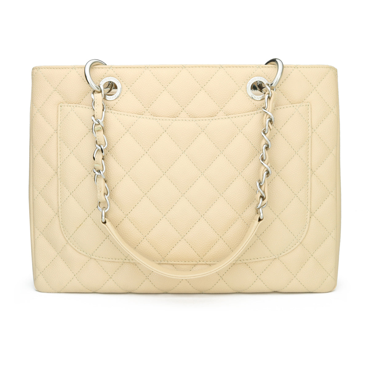 Top Quality Chanel Grand Shopping Tote [GST] Beige Caviar Silver Hardware 2013
