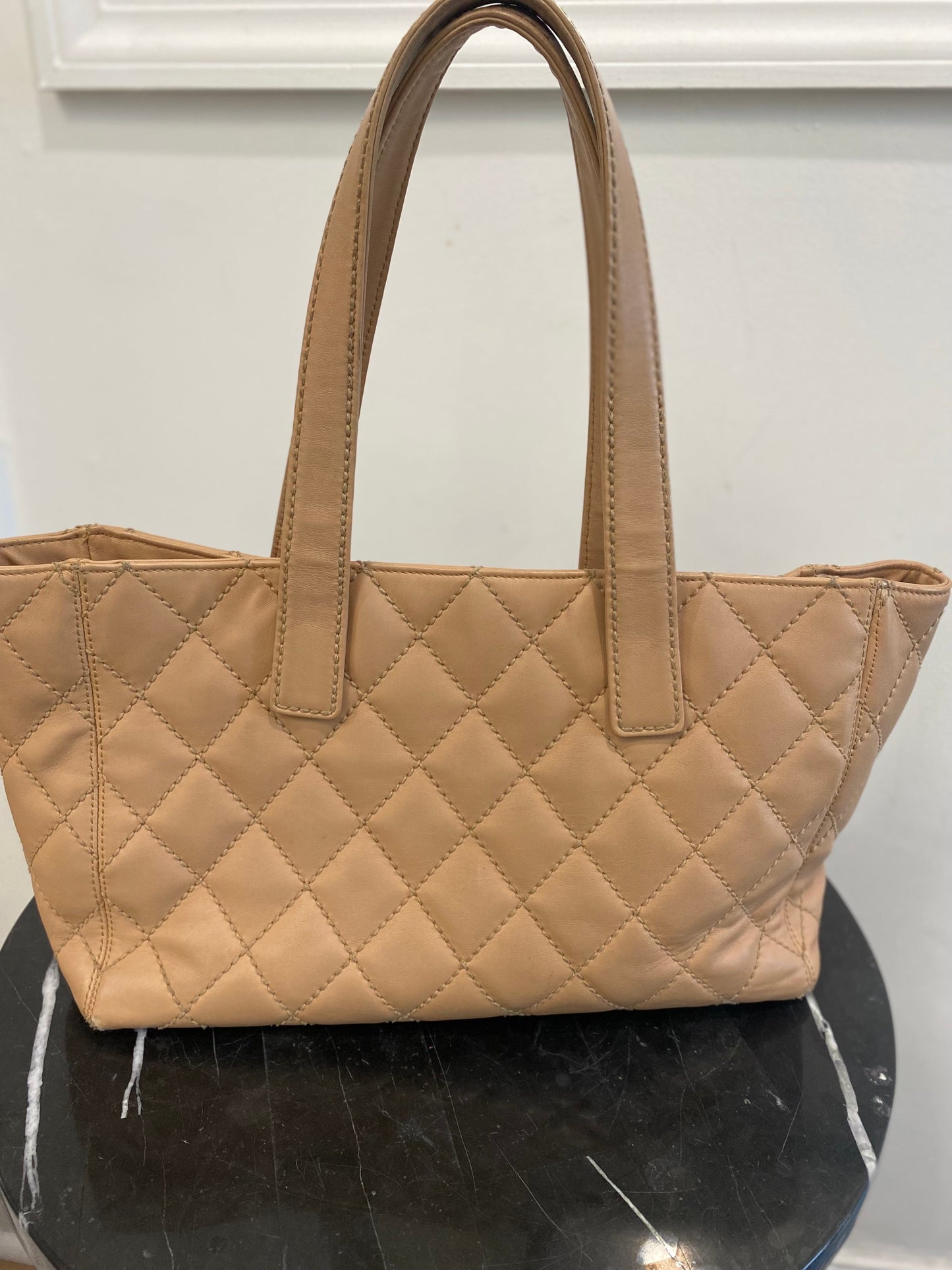 CHANEL QUILTED LAMBSKIN LEATHER WILD STITCH TOTE