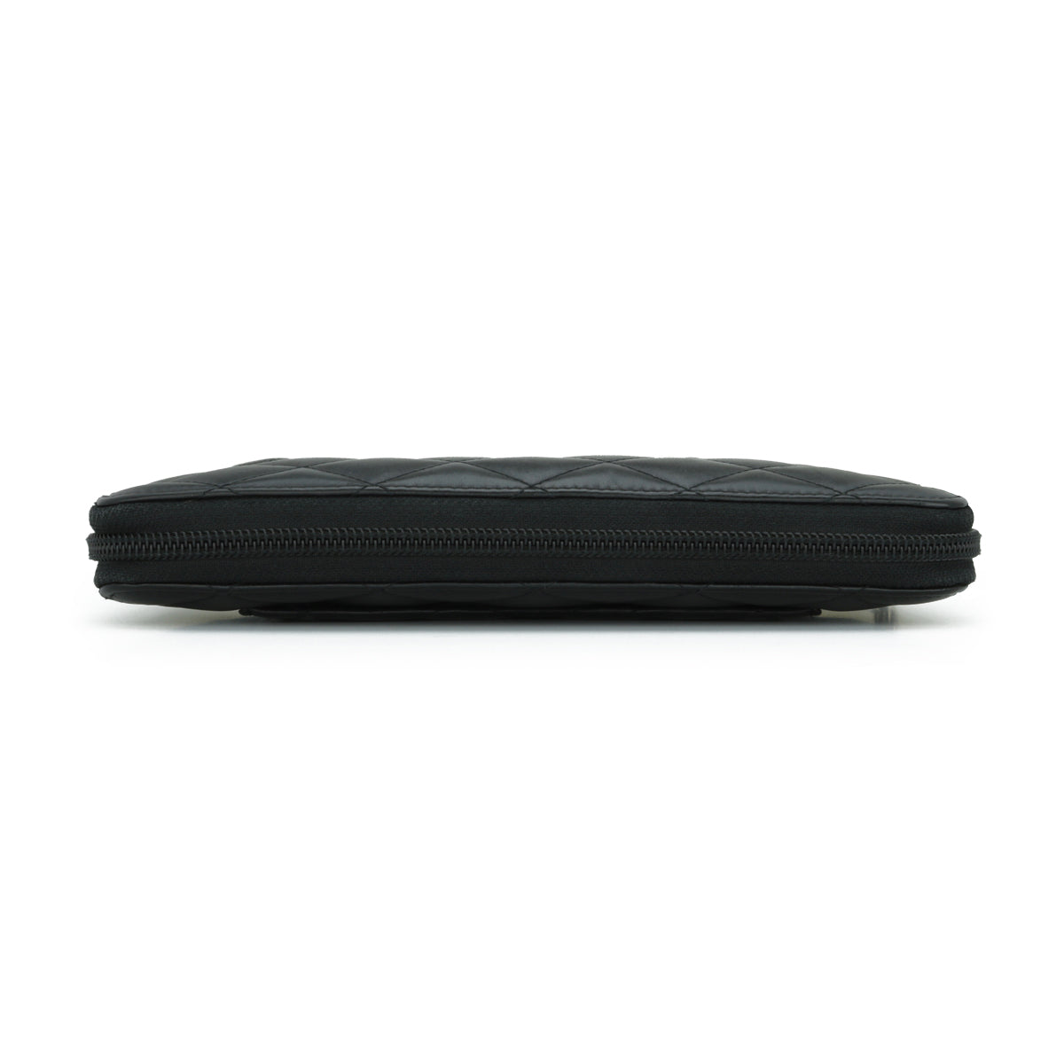 Chanel Quilted Cambon Large Long Zipped Wallet Black Calfskin Silver Hardware 2013