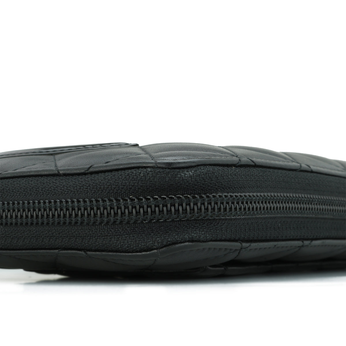 Chanel Quilted Cambon Large Long Zipped Wallet Black Calfskin Silver Hardware 2013