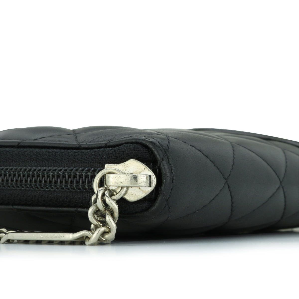 Chanel Quilted Cambon Large Long Zipped Wallet Black Calfskin Silver Hardware 2011