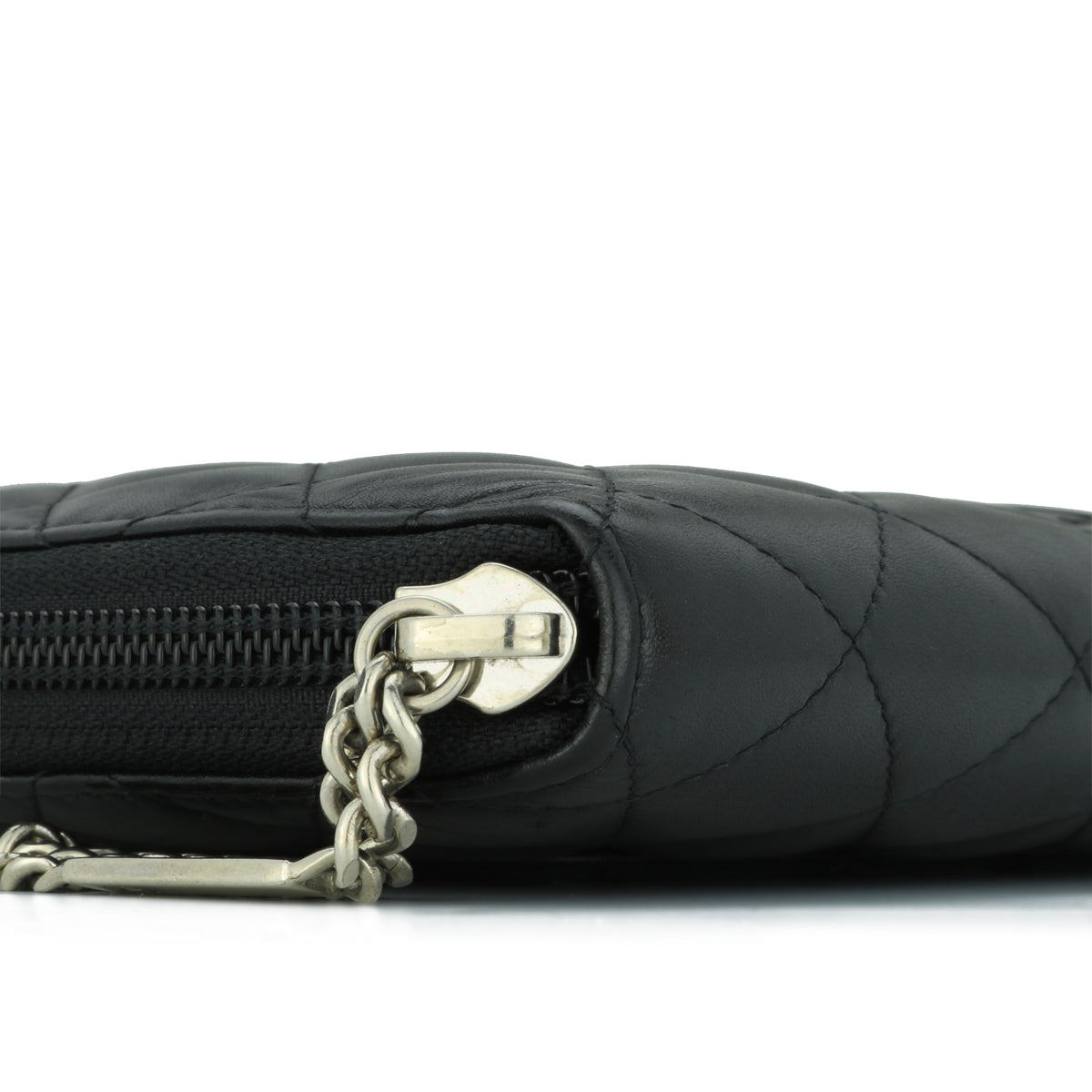 Chanel Quilted Cambon Large Long Zipped Wallet Black Calfskin Silver Hardware 2013