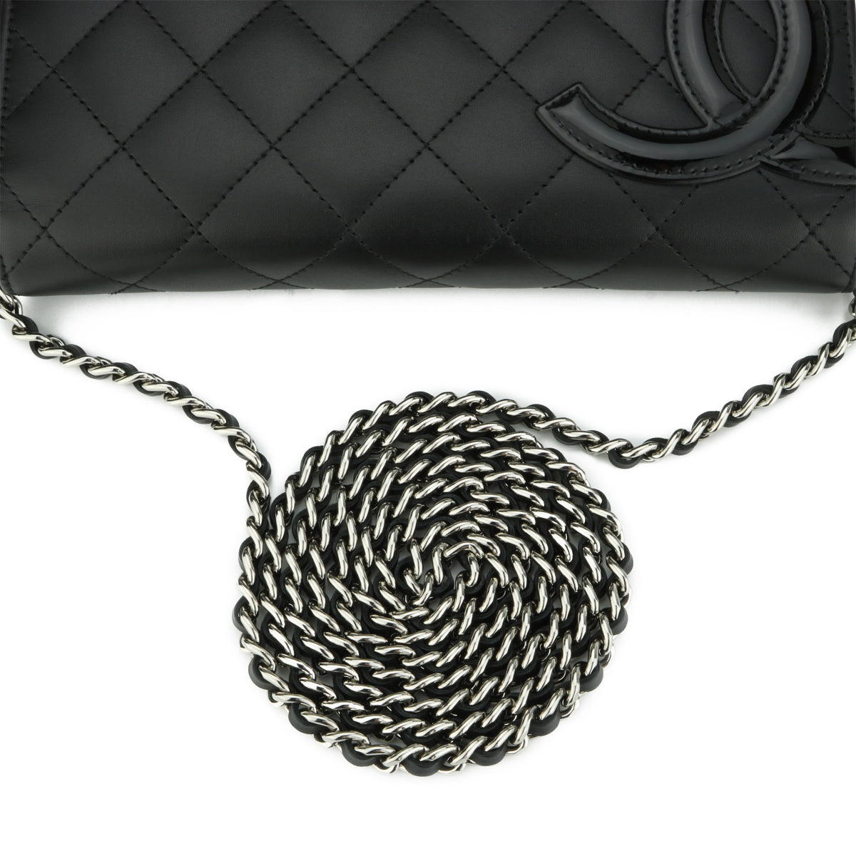 Chanel Wallet On Chain Cambon Black Calfskin Silver Hardware 2014