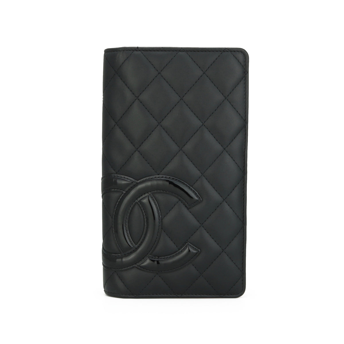 Chanel Quilted Cambon Long Flap Wallet Black Calfskin Silver Hardware 2014
