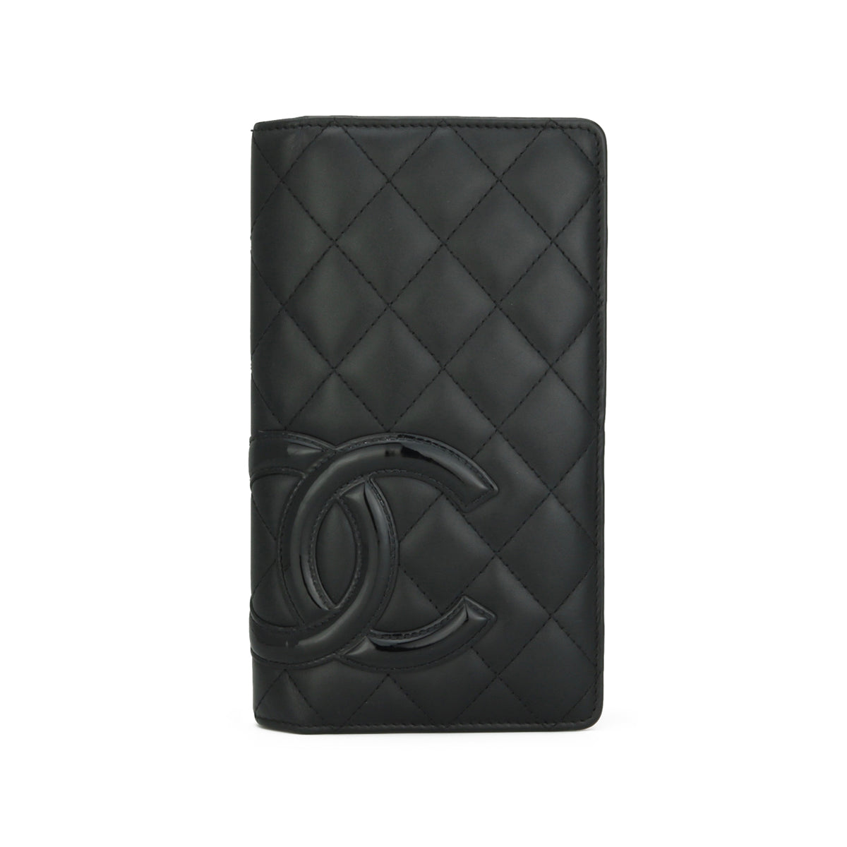 Chanel Quilted Cambon Long Flap Wallet Black Calfskin Silver Hardware 2014