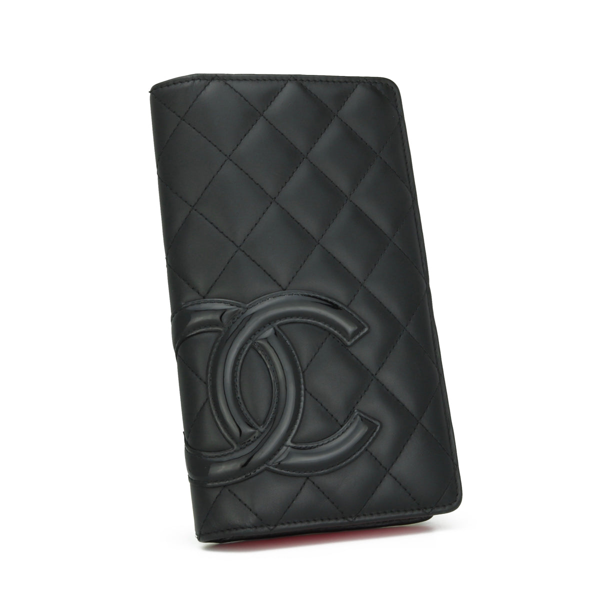 Chanel Quilted Cambon Long Flap Wallet Black Calfskin Silver Hardware 2014