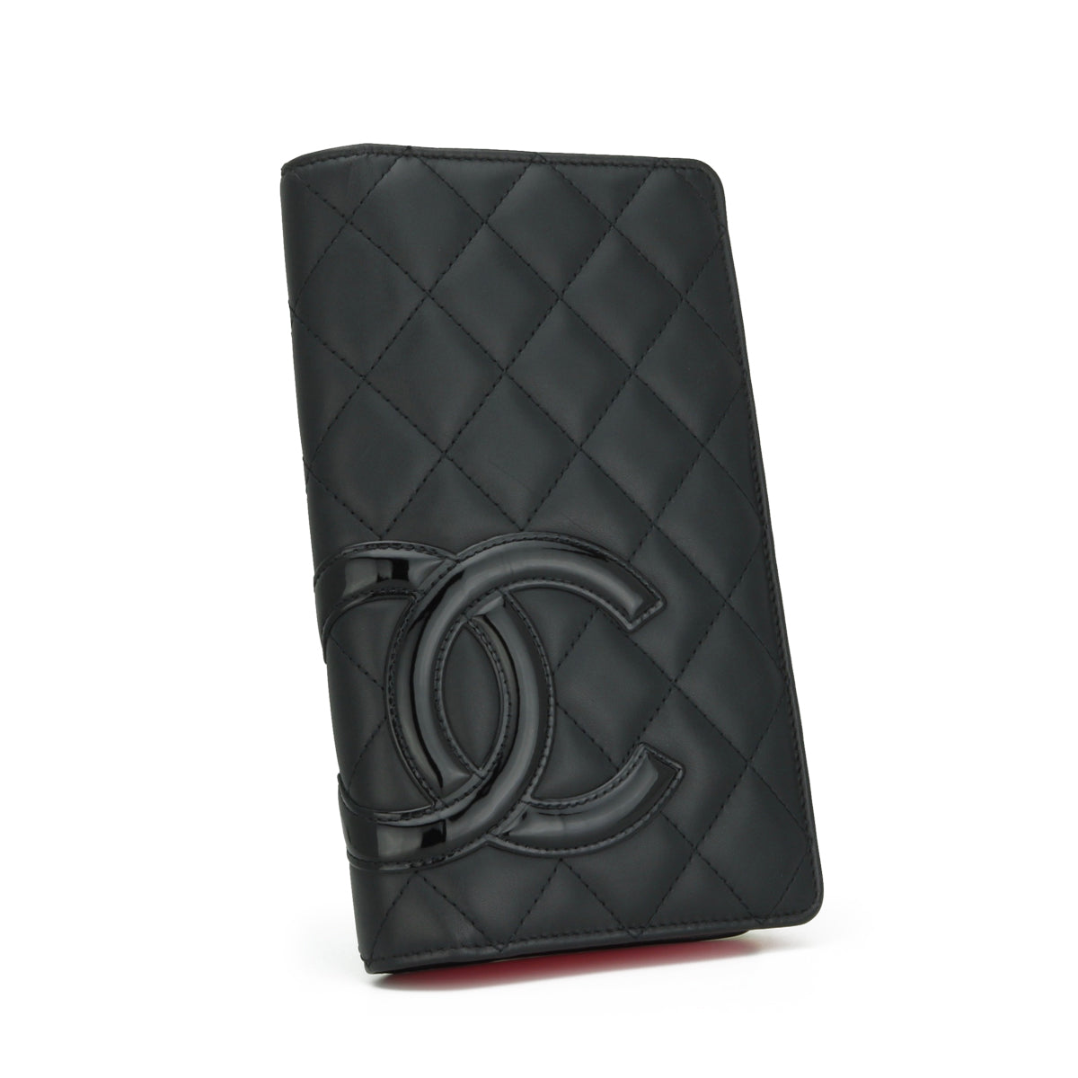 Chanel Quilted Cambon Long Flap Wallet Black Calfskin Silver Hardware 2014