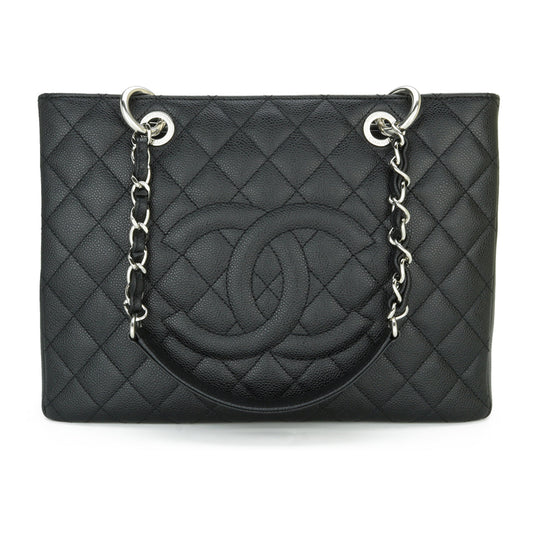 Top Quality Chanel Grand Shopping Tote [GST] Black Caviar Silver Hardware 2012