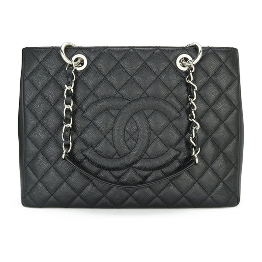 Top Quality Chanel Grand Shopping Tote [GST] Black Caviar Silver Hardware 2014