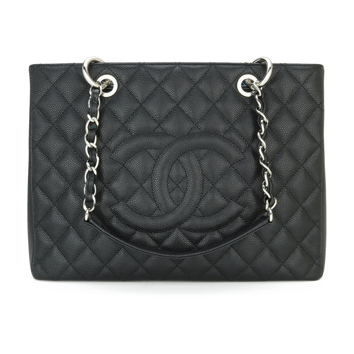 Top Quality Chanel Grand Shopping Tote [GST] Black Caviar Silver Hardware 2015