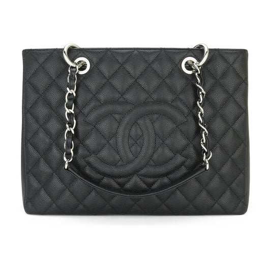 Top Quality Chanel Grand Shopping Tote [GST] Black Caviar Silver Hardware 2015
