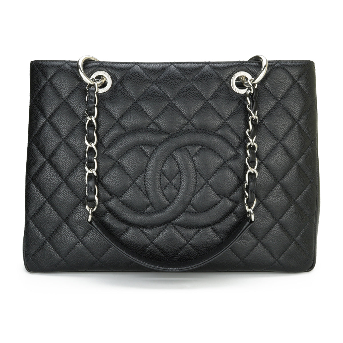Top Quality Chanel Grand Shopping Tote [GST] Black Caviar Silver Hardware 2015