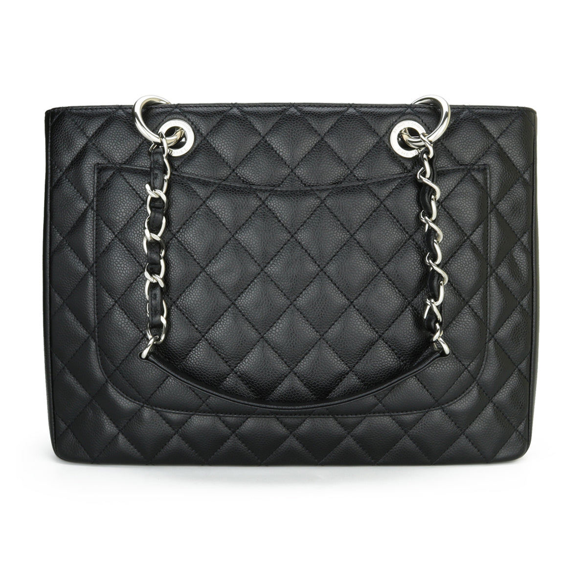 Top Quality Chanel Grand Shopping Tote [GST] Black Caviar Silver Hardware 2013