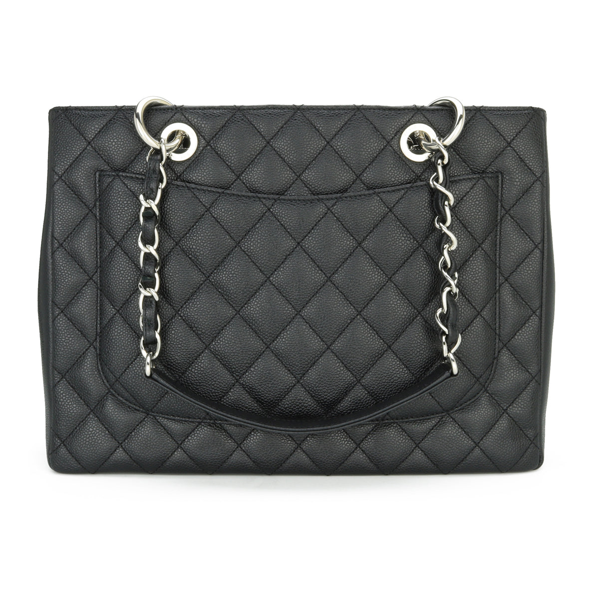 Top Quality Chanel Grand Shopping Tote [GST] Black Caviar Silver Hardware 2014
