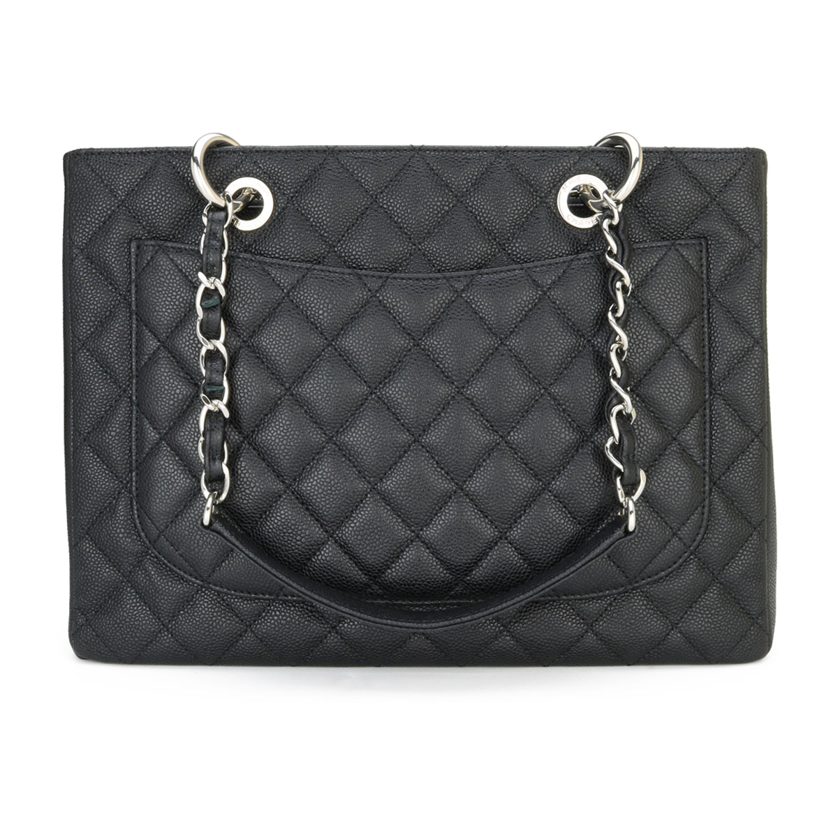 Top Quality Chanel Grand Shopping Tote [GST] Black Caviar Silver Hardware 2015