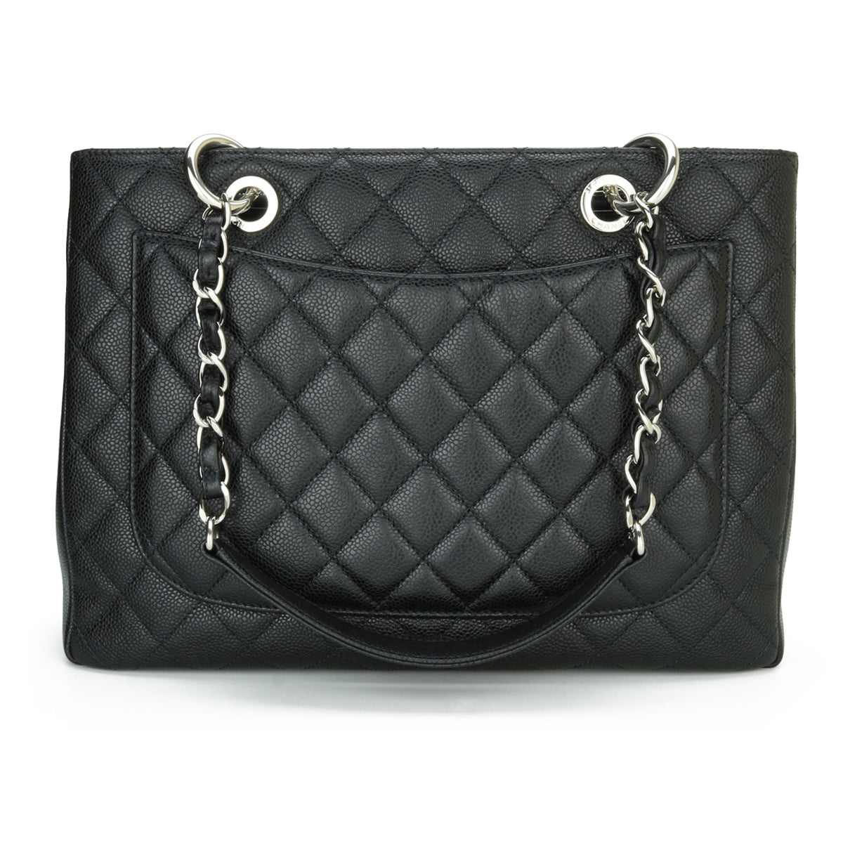 Top Quality Chanel Grand Shopping Tote [GST] Black Caviar Silver Hardware 2015