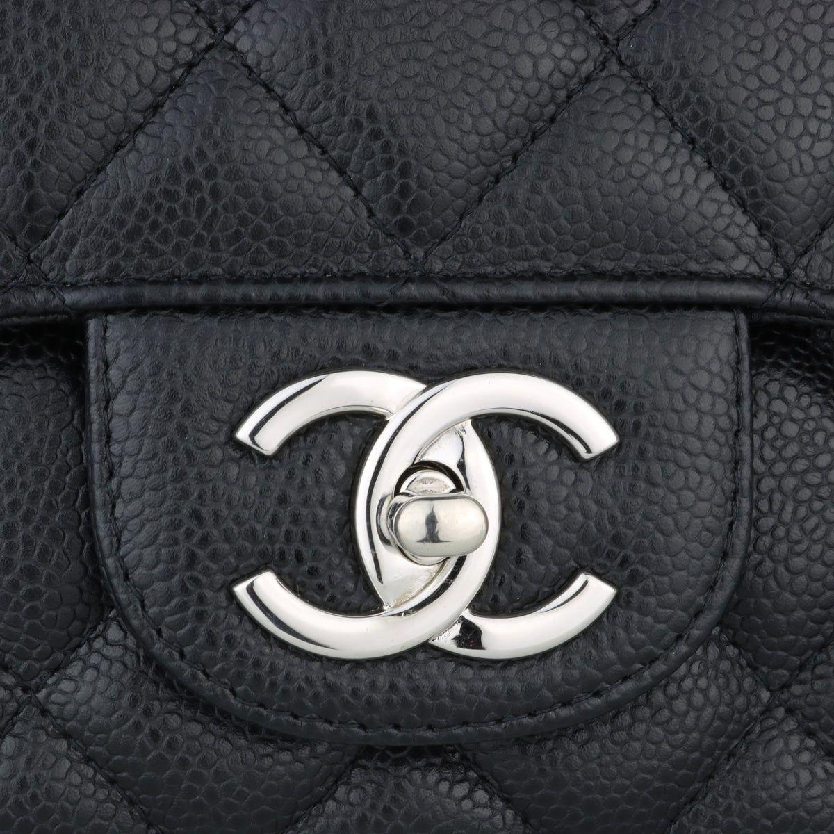 Chanel Double Flap Maxi Black Caviar Silver Hardware 2014