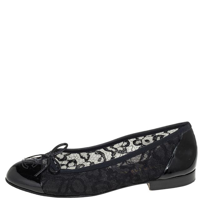 CHANEL PATENT & LEATHER LACE BALLET SHOES