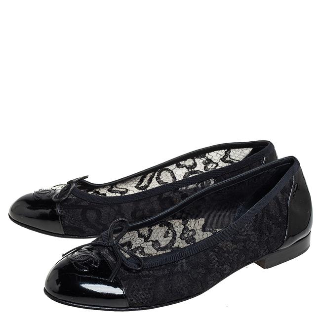 CHANEL PATENT & LEATHER LACE BALLET SHOES