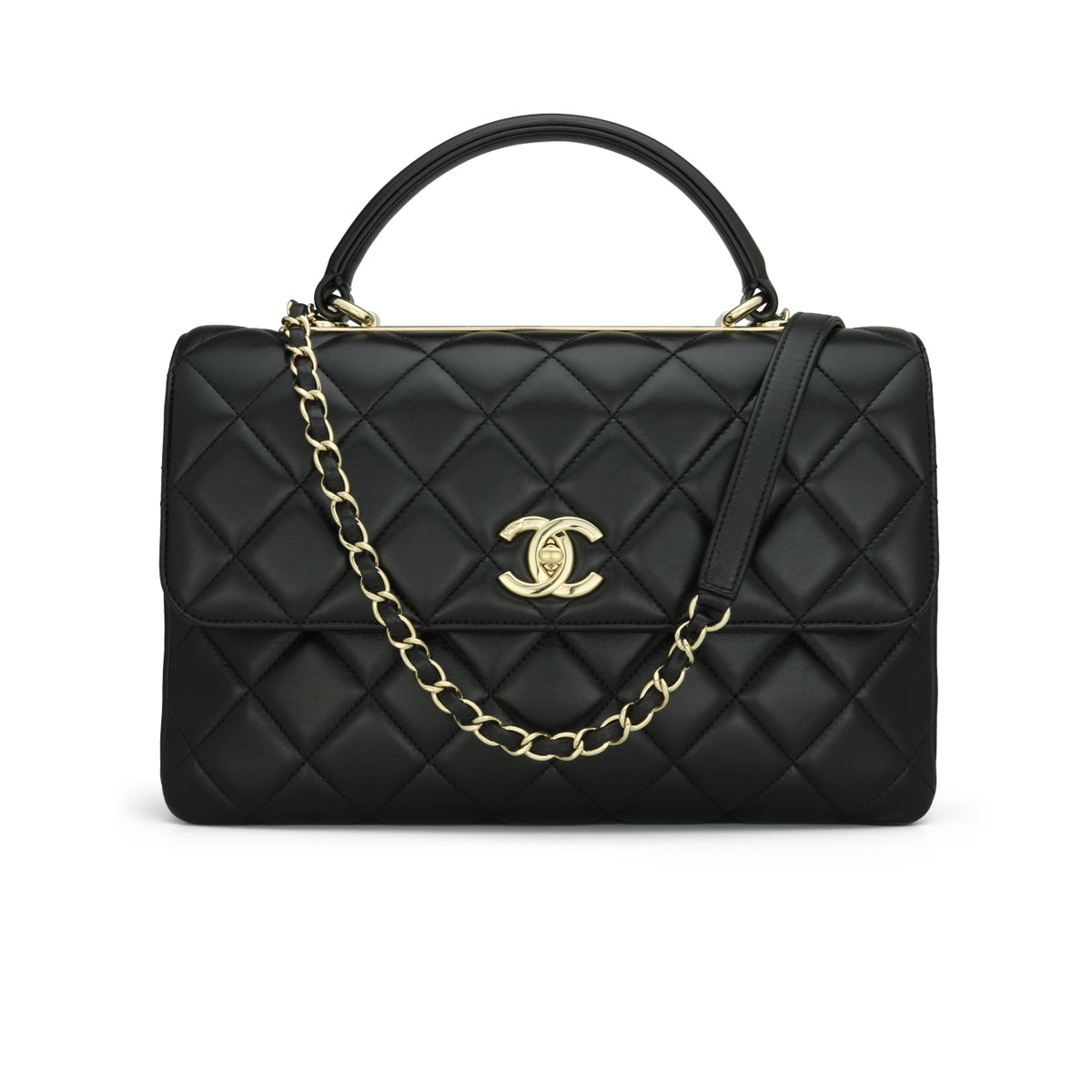 Chanel Trendy CC Medium Black Lambskin Light Gold Hardware 2017