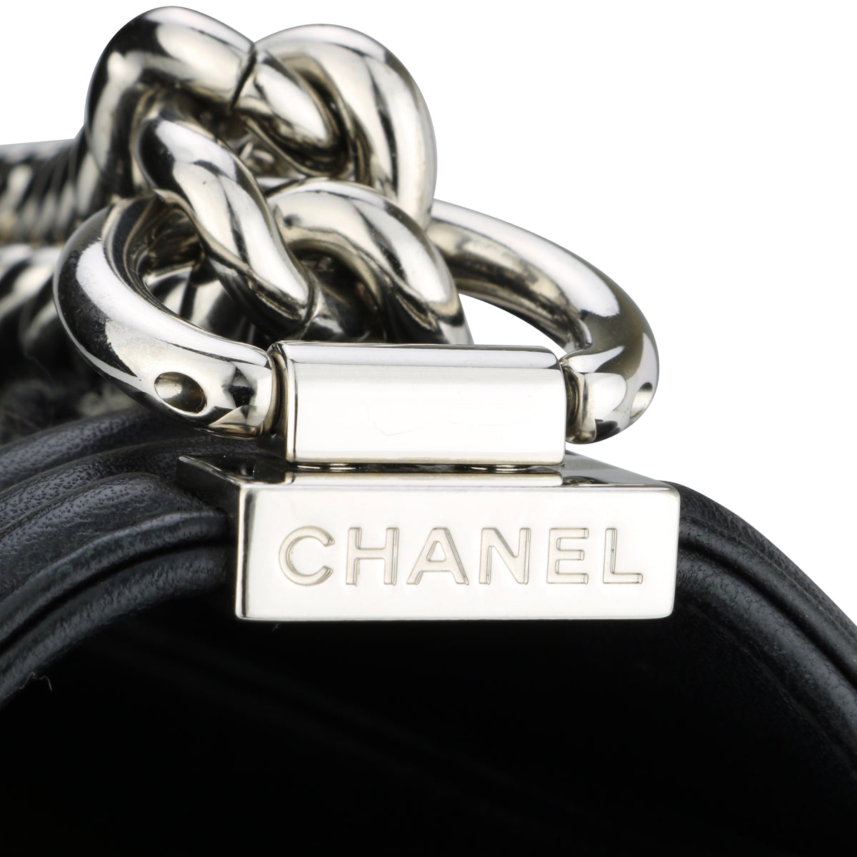 Chanel Old Medium Chevron Boy Black Lambskin Tweed Silver Hardware 2017