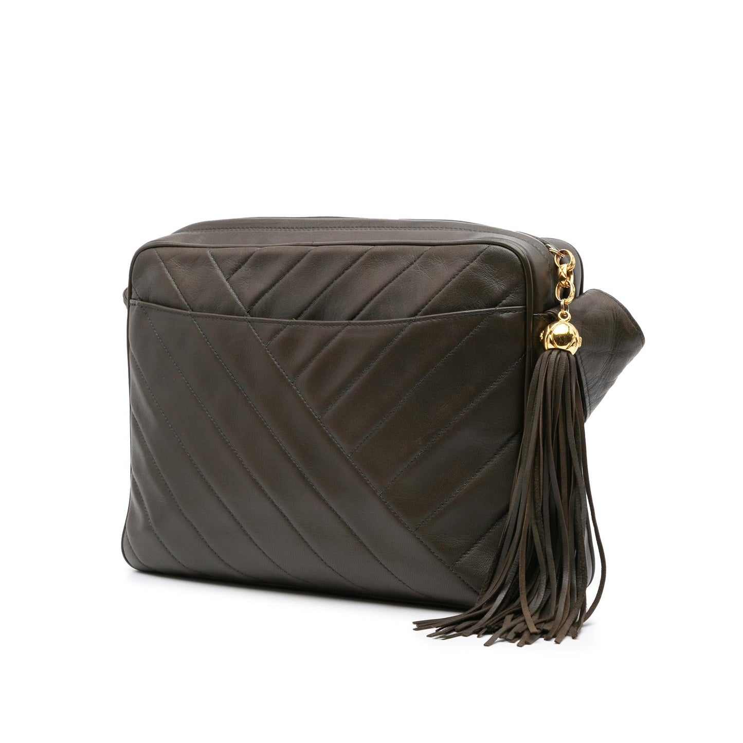 Chanel CC Chevron Lambskin Tassel Crossbody