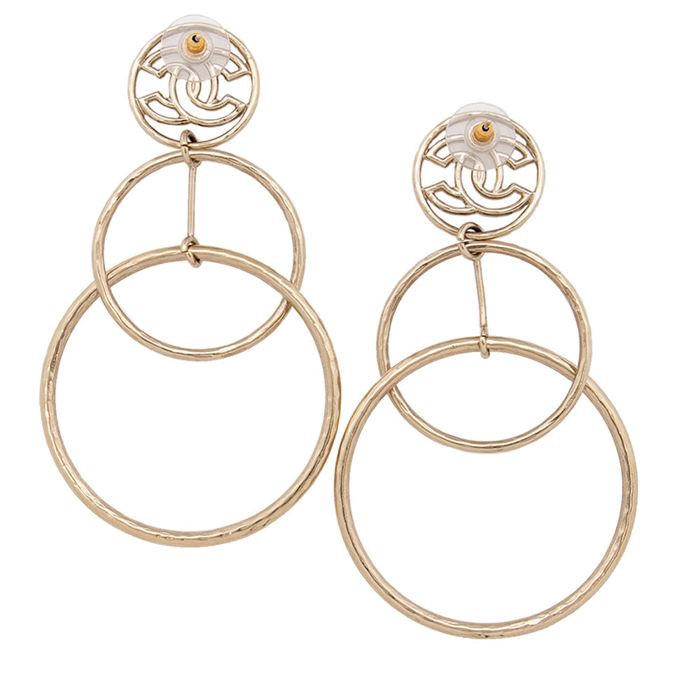 Chanel CC Circle Drop Earrings (SHF-20252)
