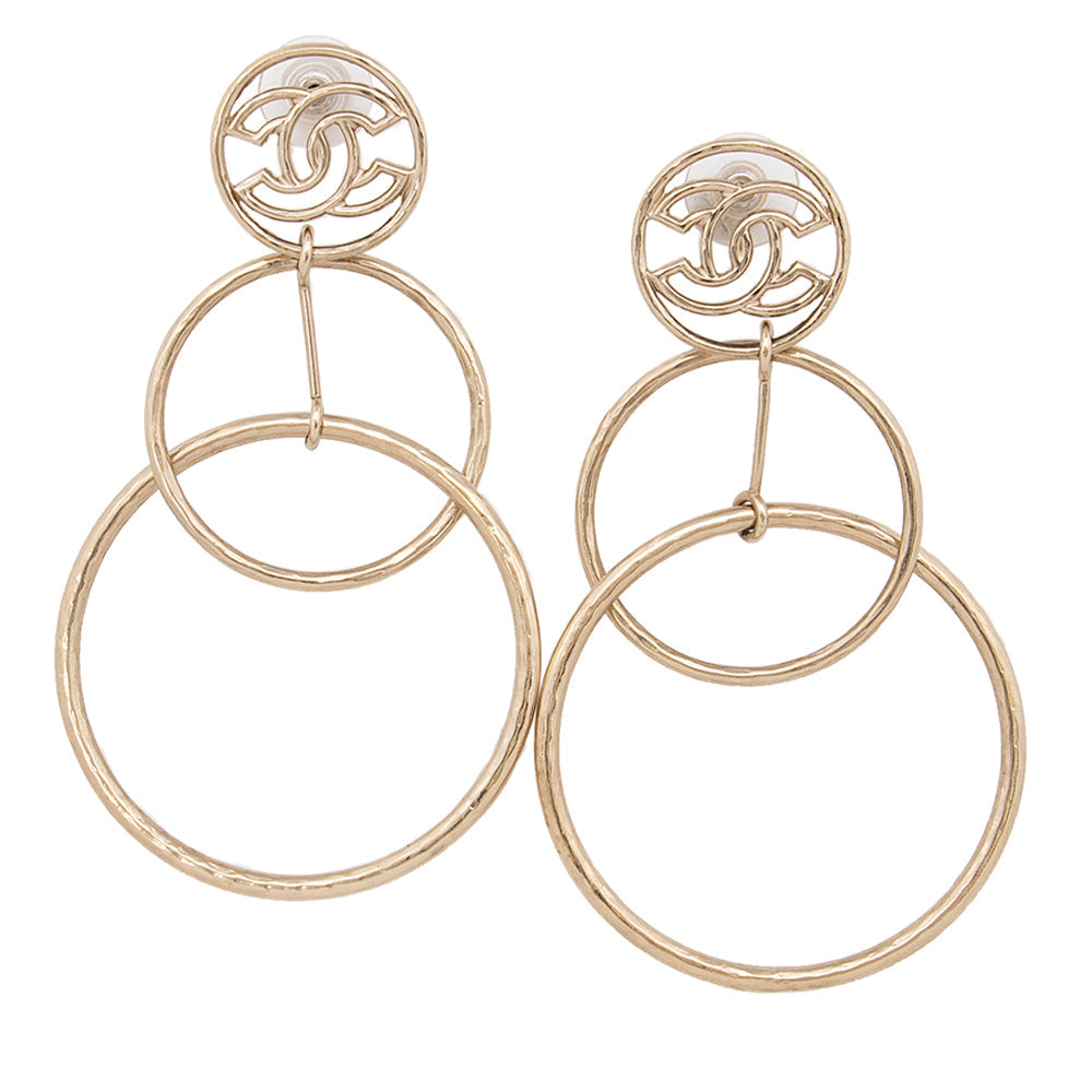 Chanel CC Circle Drop Earrings (SHF-20252)