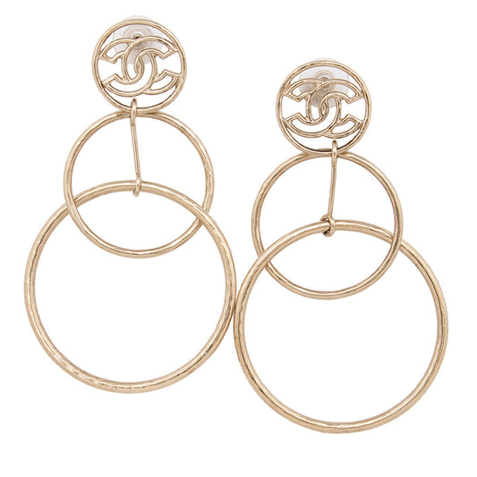 Chanel CC Circle Drop Earrings (SHF-20252)