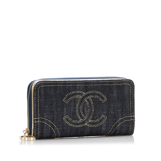 Chanel CC Denim Zip Around Wallet (SHG-R60Sev)