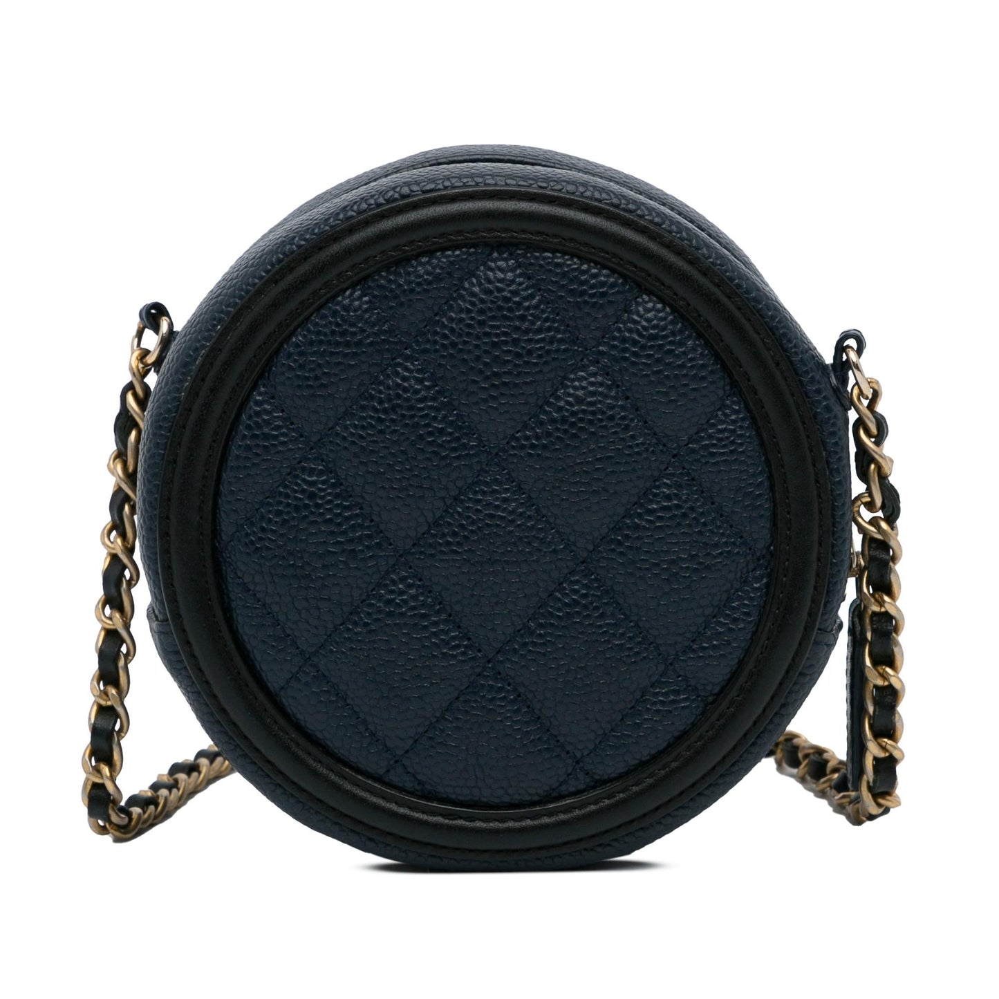 Chanel CC Filigree Caviar Round Crossbody Bag (SHG-iNuYvT)