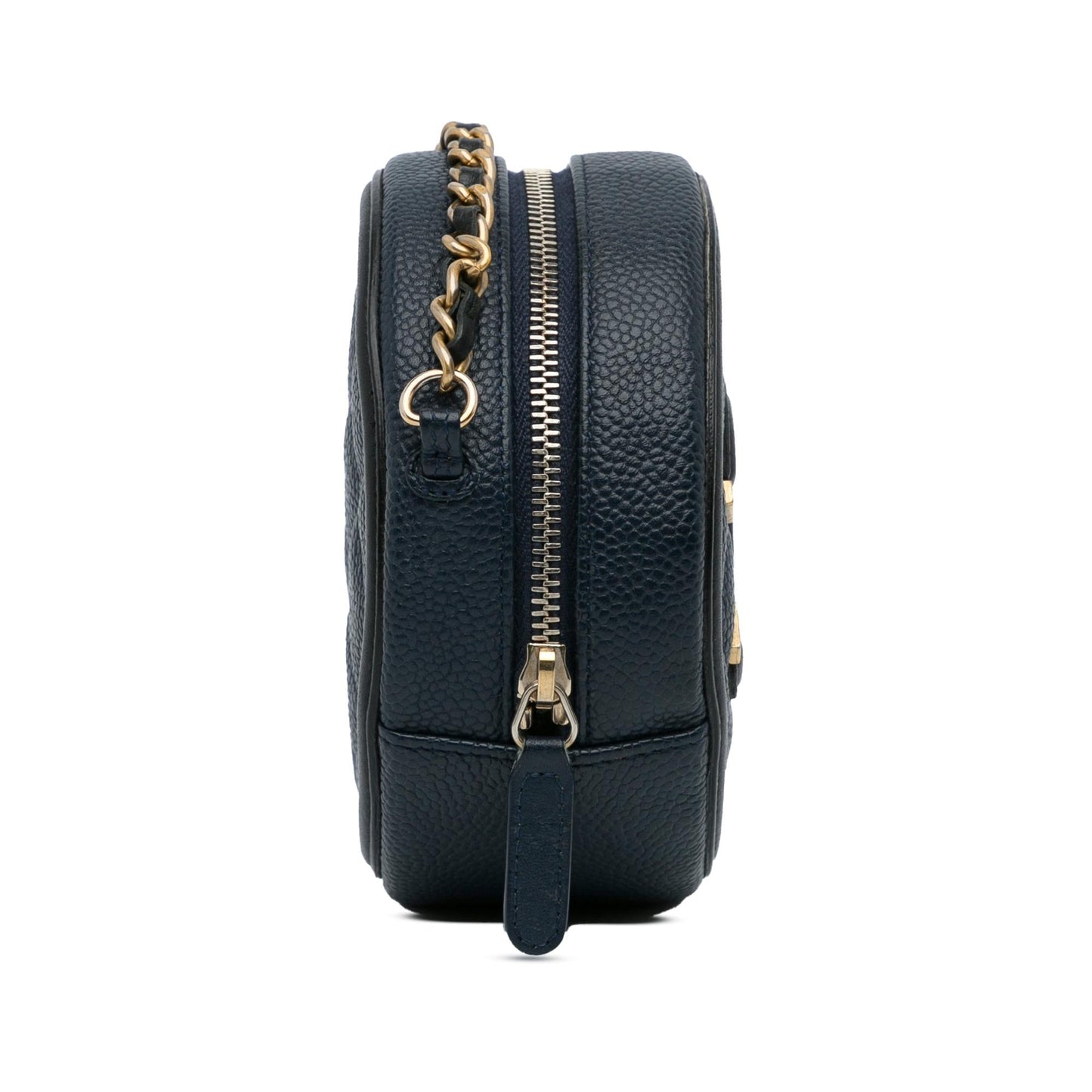 Chanel CC Filigree Caviar Round Crossbody Bag (SHG-iNuYvT)