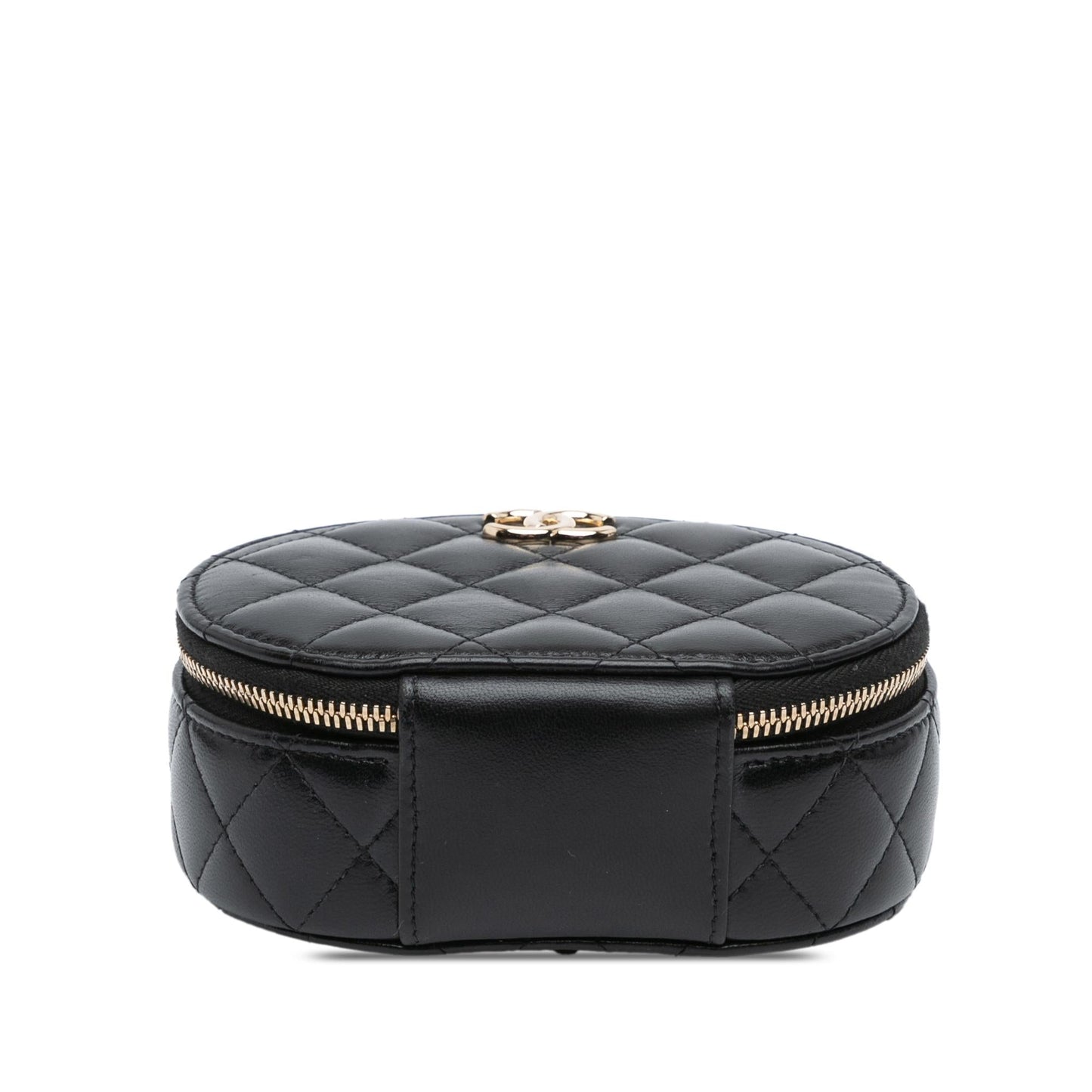 Chanel CC Lambskin Ruched Oval Top Handle Bag (SHG-tKjIpn)
