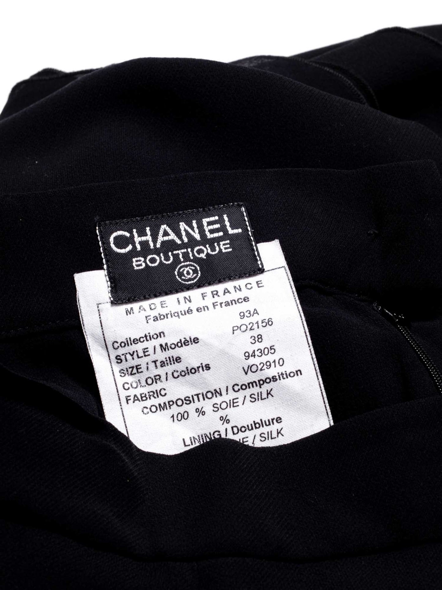 Chanel CC Logo Chiffon Silk Maxi Asymmetrical Skirt Black