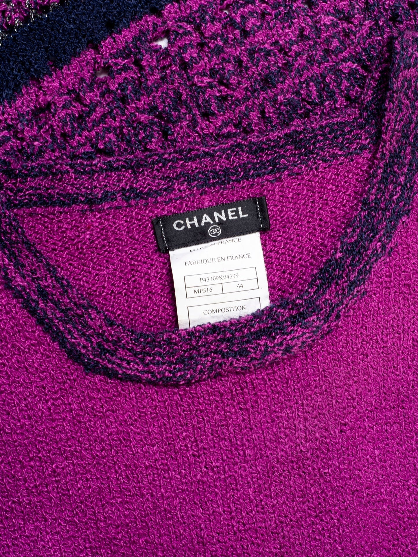 Chanel CC Logo Knitted Sparkly Dress Purple