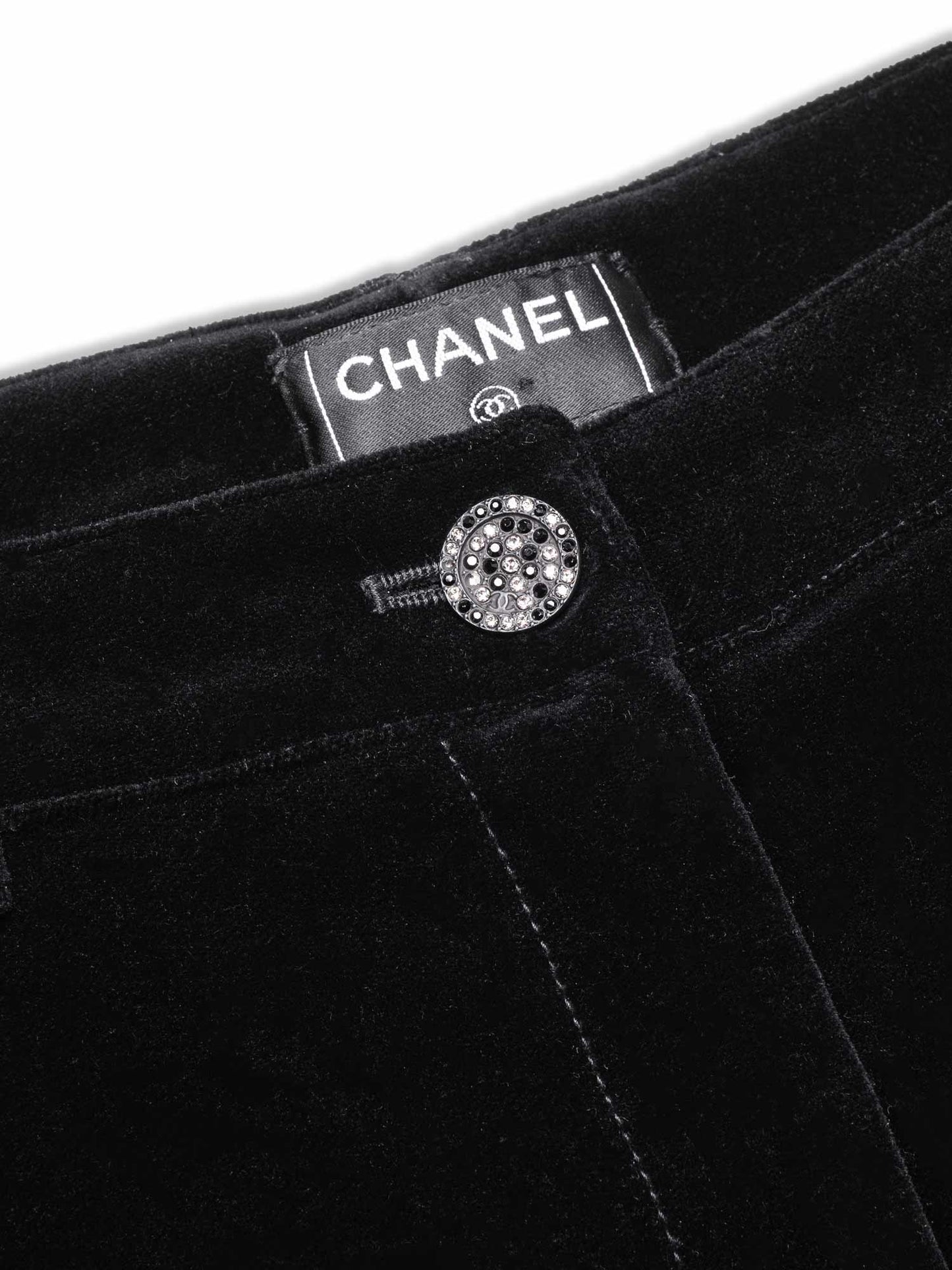 Chanel CC Logo Velvet Pants Black